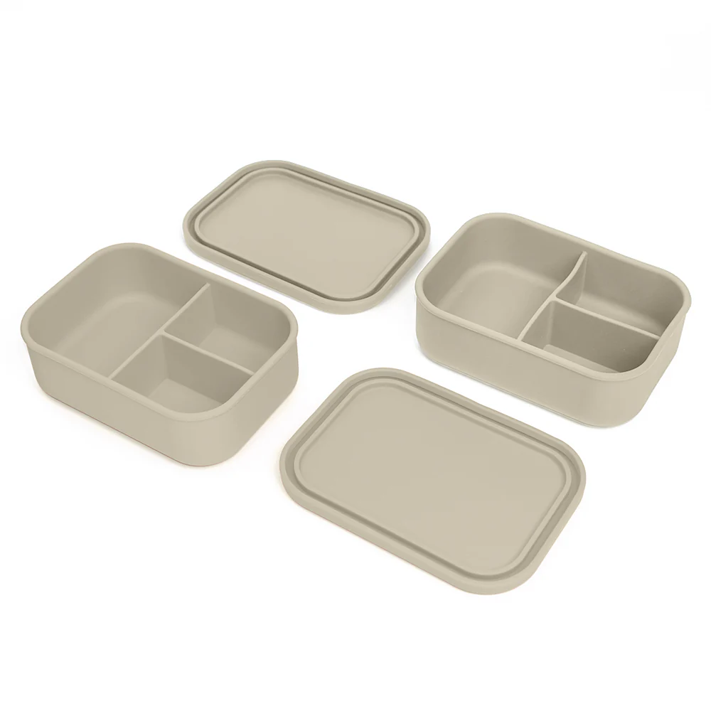 Silicone Bento Box with Lid – Oatmeal - Image 4